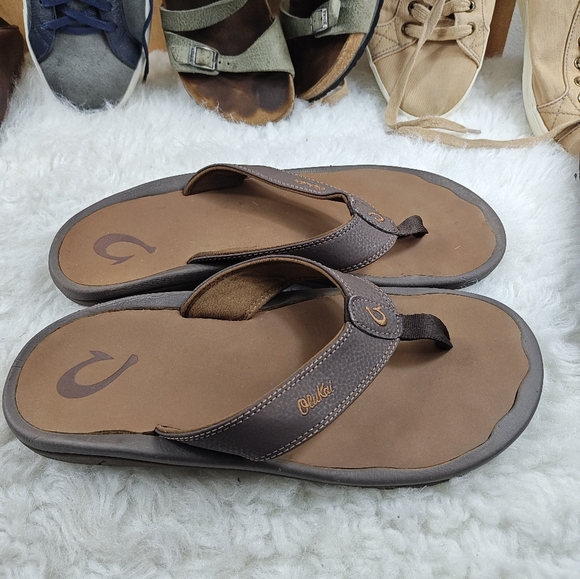 Olukai Ohana Brown Flip Flops Sandals — Men’s Size 12 - Picture 4 of 11